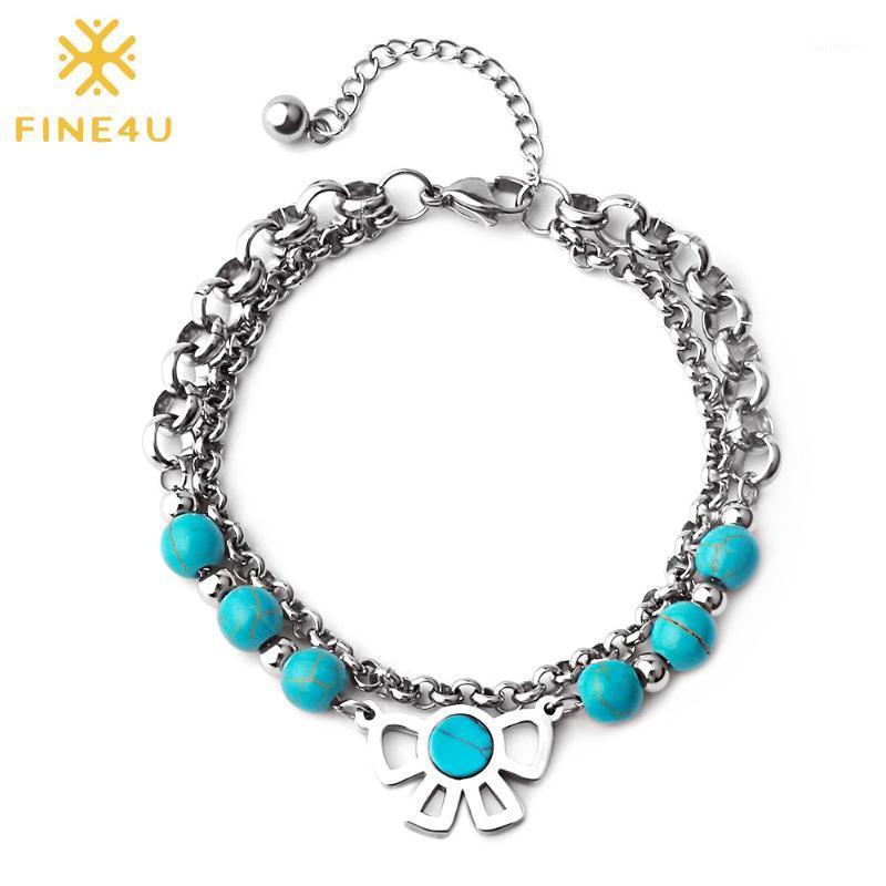 FINE4U B177 Double Layer Bow-knot Charm Bracelet Stainless Steel Link Chain Bracelets For Men Women Beads Jewelry1
FINE4U B177 Double Layer Bow-knot Charm Bracelet Stainless Steel Link Chain Bracelets For Men Women Beads Jewelry1