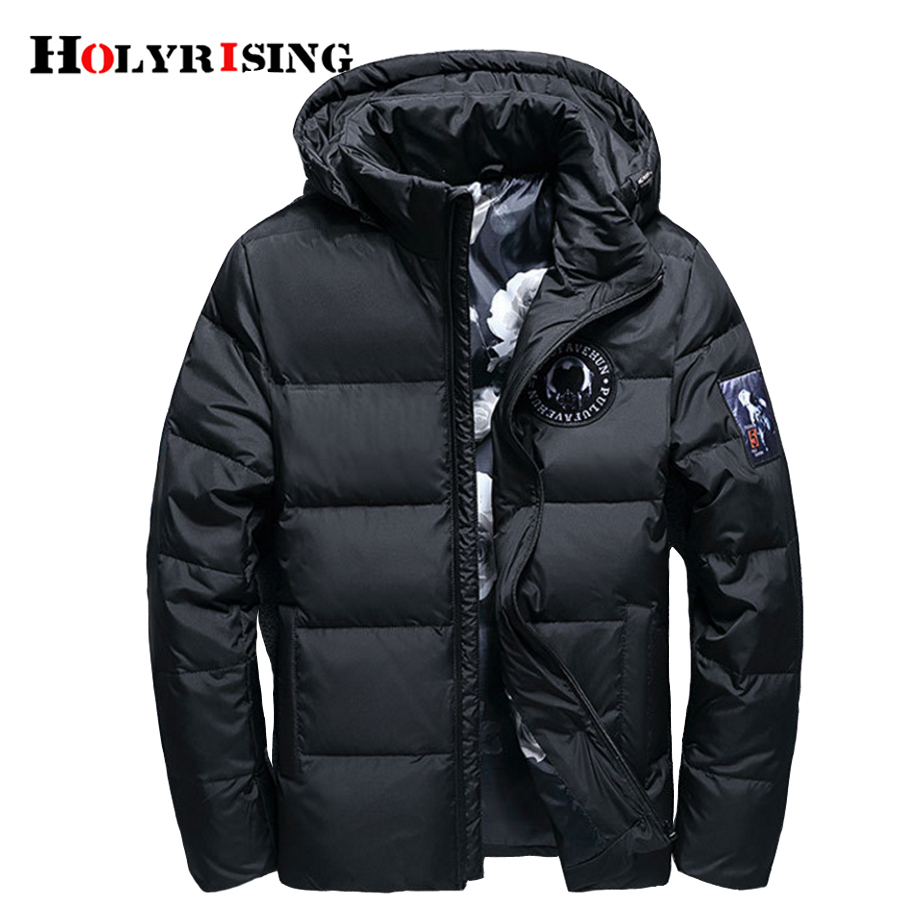 Holyrising jaqueta masculina men down jacket Men hooded down coat casaco masculino inverno Men Winter thin Duck Down18381 201128