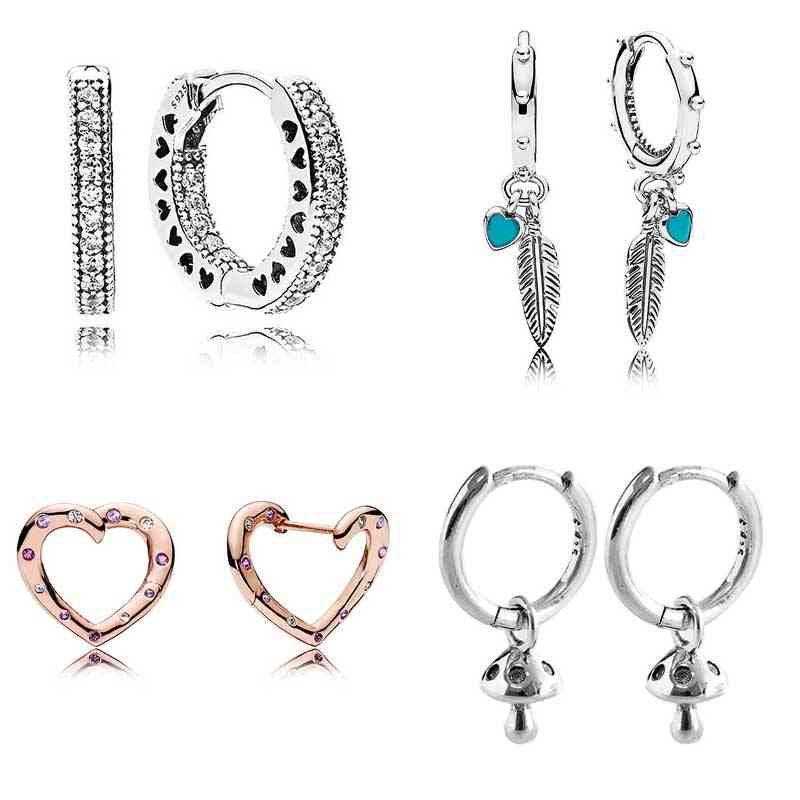 New 925 Sterling Silver Earring Rose Bright Heart Spiritual Feathers Mushroom with Crystal for Women Pandora Jewelry
New 925 Sterling Silver Earring Rose Bright Heart Spiritual Feathers Mushroom with Crystal for Women Pandora Jewelry