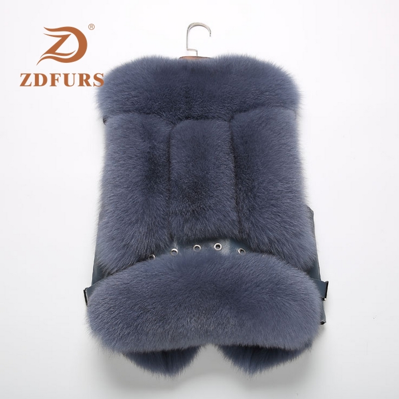 ZDFURS*Natural Waistcoat Short sleeveless Vestwoman winter warm Natural Vest Real Jacket Fox Fur Coats 201214