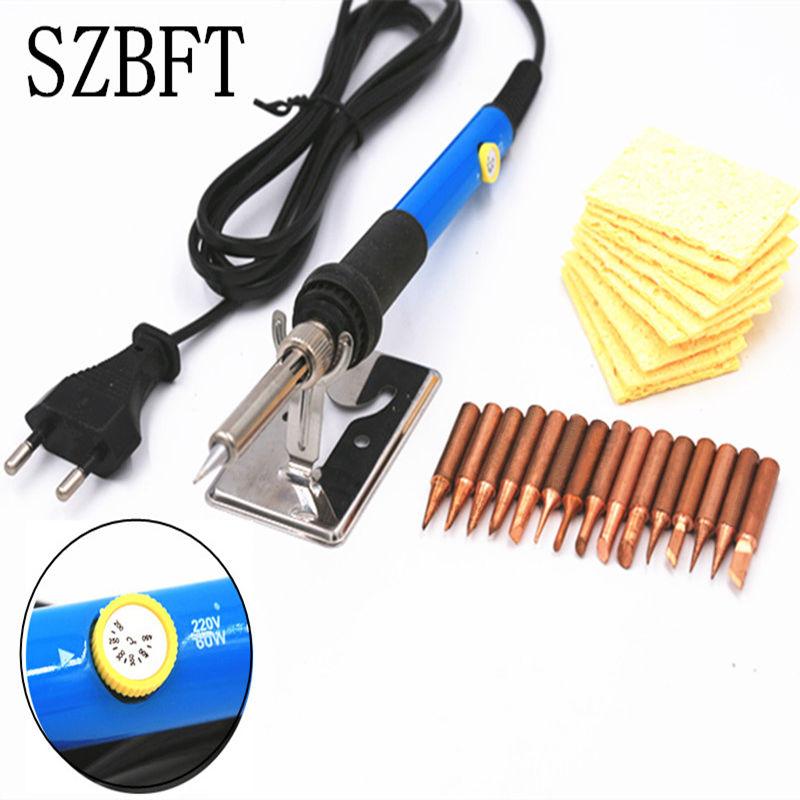 220V 60W Adjustable Temperature Electric Soldering Iron with 15pcs pure copper Welding tip
220V 60W Adjustable Temperature Electric Soldering Iron with 15pcs pure copper Welding tip