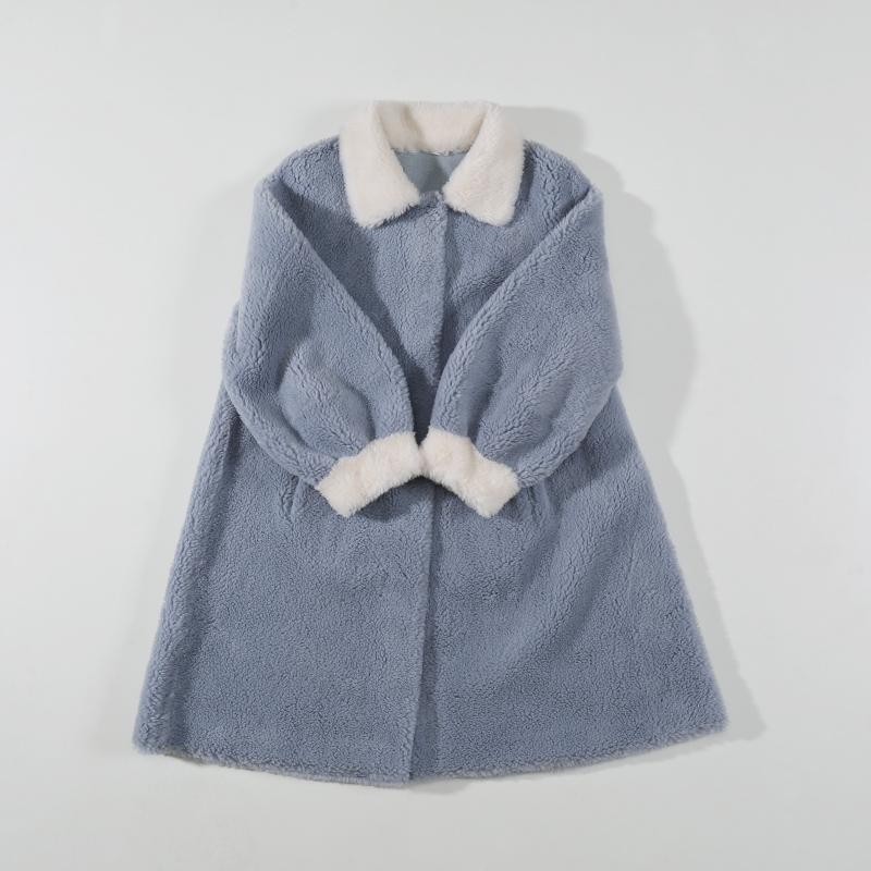 Lamb Fur Soft Thicken Coat Women's Medium Length Large Size Loose Lapel Grain Sheep Shearling Composite Fur Coat, Blue
Lamb Fur Soft Thicken Coat Women's Medium Length Large Size Loose Lapel Grain Sheep Shearling Composite Fur Coat, Blue