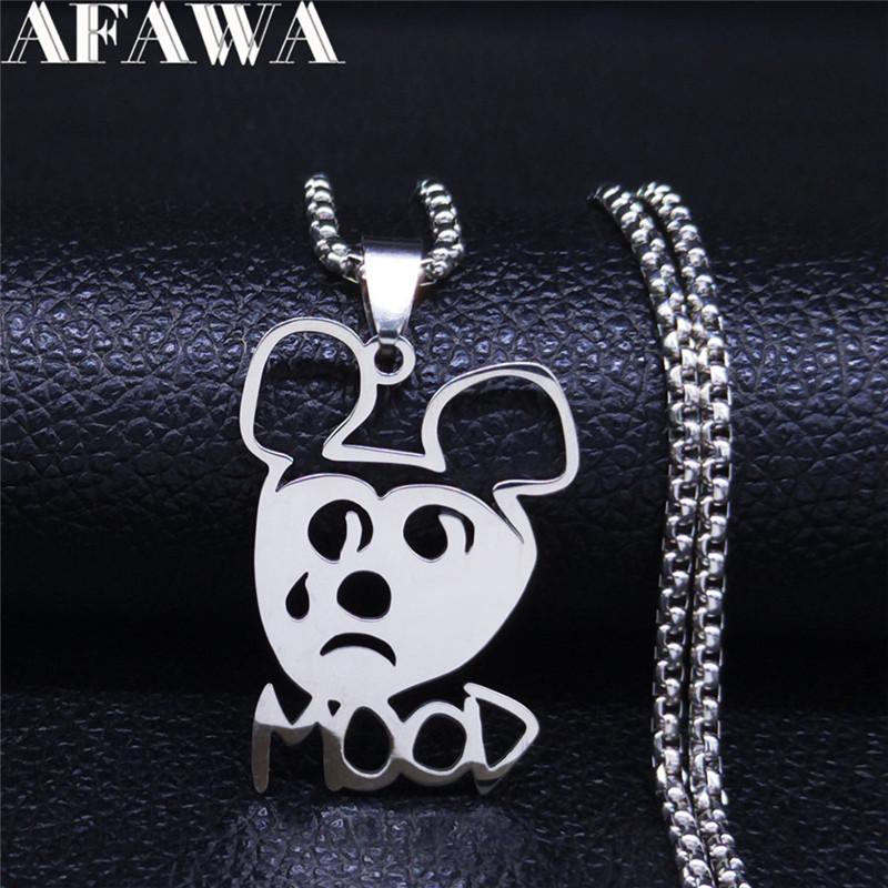 AFAWA Sad mood Silver Color Stainless Steel Chain Necklace for Women Silver Color Necklaces Jewelry collares N4204S03 
AFAWA Sad mood Silver Color Stainless Steel Chain Necklace for Women Silver Color Necklaces Jewelry collares N4204S03
