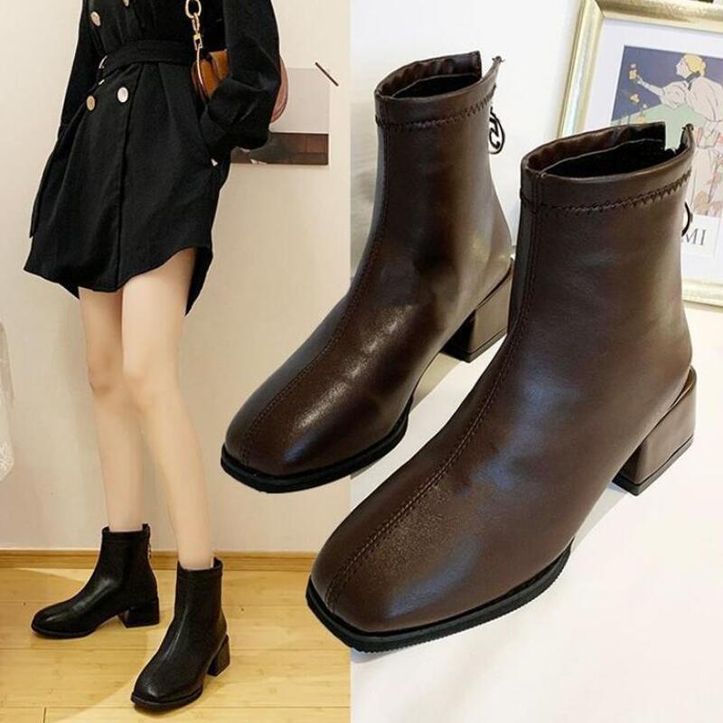 2021 New Fashion Leather Ankle Boots Women Thick High Heels Zipper Square Toe Autumn Winter Warm Woman Shoes Square Heel, Photo color
2021 New Fashion Leather Ankle Boots Women Thick High Heels Zipper Square Toe Autumn Winter Warm Woman Shoes Square Heel, Photo color