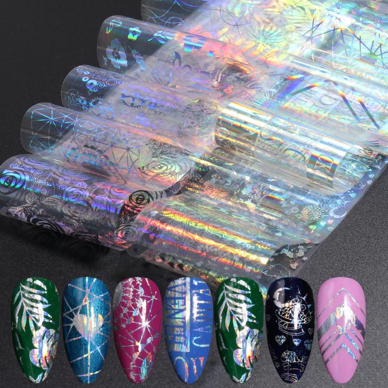 10pc Holographic Nail Foils Stickers Set Laser Line Letter Starry Transfer Sliders Paper Manicure Nail Art Wrap Decal CHXK9117, 958 pack
10pc Holographic Nail Foils Stickers Set Laser Line Letter Starry Transfer Sliders Paper Manicure Nail Art Wrap Decal CHXK9117, 958 pack