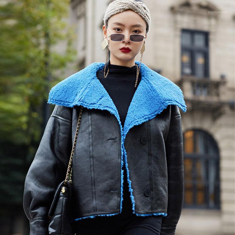 Autumn Winter Women Fake Lambswool Short Loose Faux PU Leather Jacket Streetwear Female Large Lapel Biker Outerwear Abrigo Mujer1, Black
Autumn Winter Women Fake Lambswool Short Loose Faux PU Leather Jacket Streetwear Female Large Lapel Biker Outerwear Abrigo Mujer1, Black