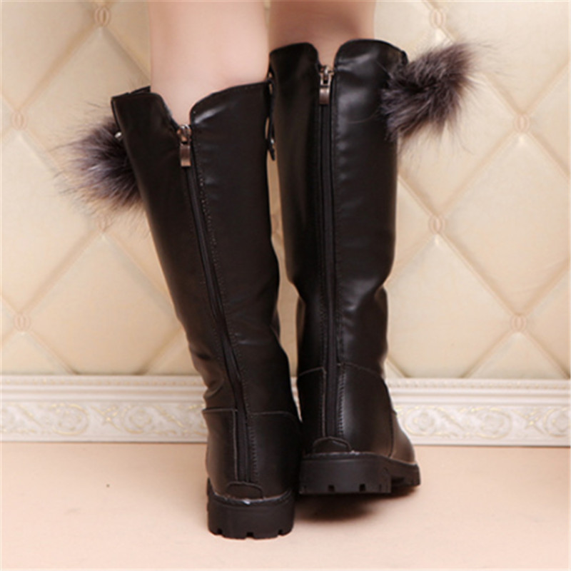 Girls Snow Boots PU Leather Solid Children Shoes Fashion Zipper Knee-high Kids Boots For Girls kids winter boots Size 26-37 LJ200911