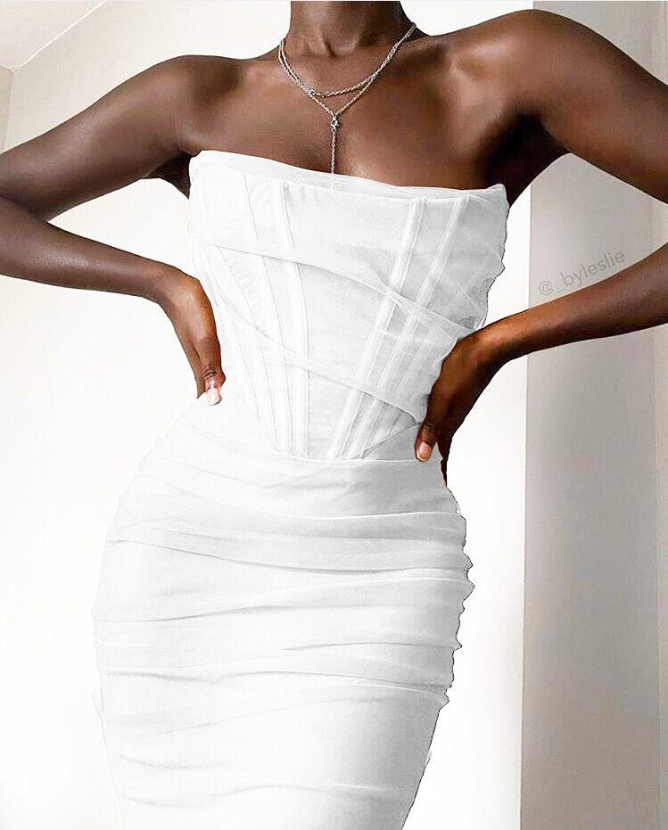 Newest Ladies Bodycon Summer Dress 2020 Sexy Strapless Backless Mesh White Designer Fashion Evening Party Dress Vestido
Newest Ladies Bodycon Summer Dress 2020 Sexy Strapless Backless Mesh White Designer Fashion Evening Party Dress Vestido
