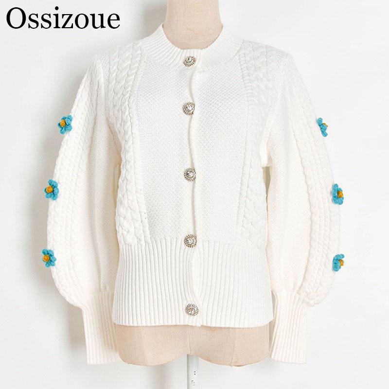 New 2020 Autumn Women Cardigan White Twist Casual Knitted Coat 3D Floral Korean O-neck Sweater Outwear Female Pull Femme
New 2020 Autumn Women Cardigan White Twist Casual Knitted Coat 3D Floral Korean O-neck Sweater Outwear Female Pull Femme