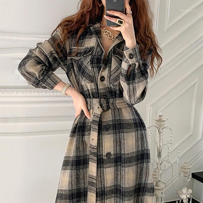 2021 Dress Winter Women New Korean Chic Plaid Single Breasted Woolen Dress with Belt Long Sleeve Elegant Fashion Vestidos Female1
2021 Dress Winter Women New Korean Chic Plaid Single Breasted Woolen Dress with Belt Long Sleeve Elegant Fashion Vestidos Female1
