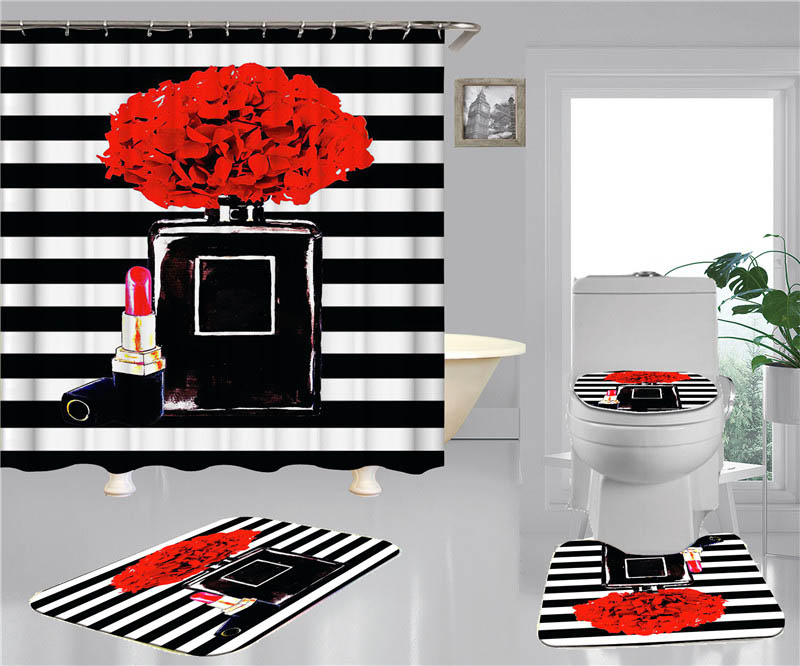 Bottle Print Shower Curtains Sets High-grade Four-piece Must Set Bathroom Anti-peeping Non-slip Deodorant Bath Toilet Mats
Bottle Print Shower Curtains Sets High-grade Four-piece Must Set Bathroom Anti-peeping Non-slip Deodorant Bath Toilet Mats
