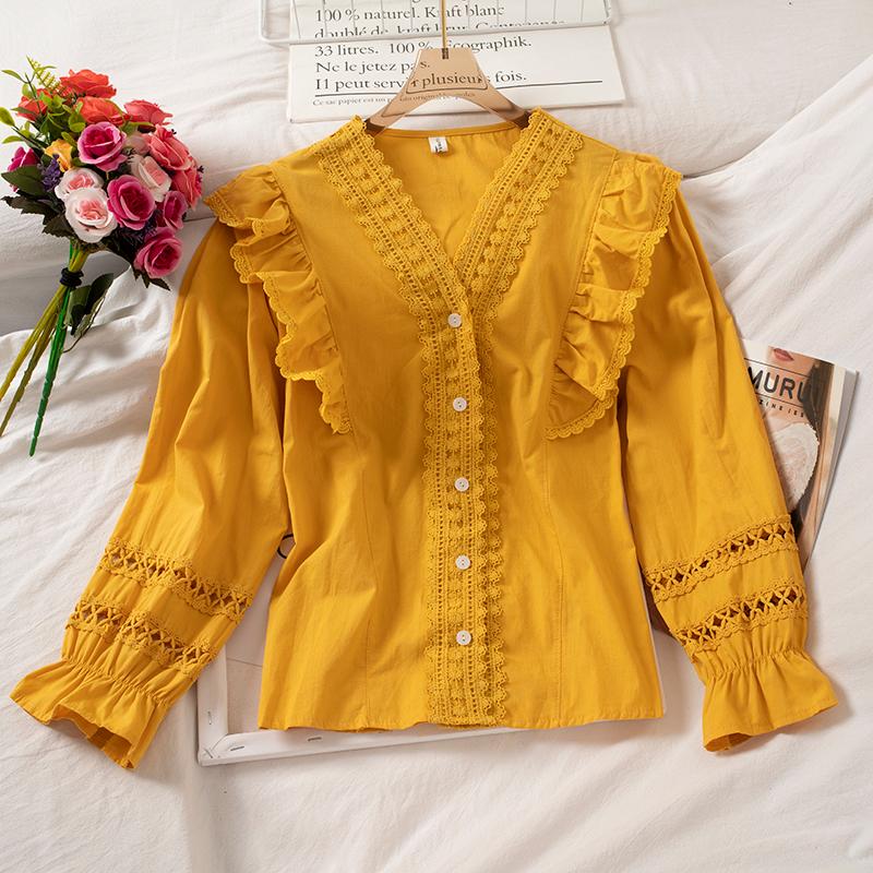 Korean Style Casual Lace Patchwork Blouse Women Elegant Flare Long Sleeve V-Neck Shirts Female Yellow/Purple Hollow Out Tops New, Pink
Korean Style Casual Lace Patchwork Blouse Women Elegant Flare Long Sleeve V-Neck Shirts Female Yellow/Purple Hollow Out Tops New, Pink