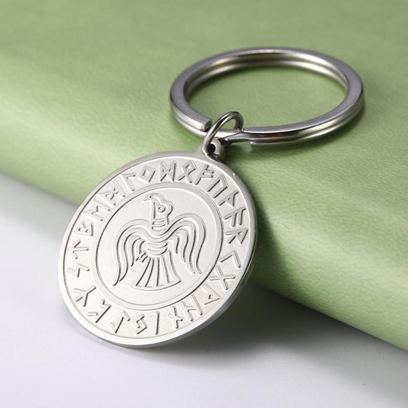 Teamer Runes Raven Round Pendant Key Chains Viking Amulet Talisman Stainless Steel Luck Bird Charm Key Ring Holder for Gift
Teamer Runes Raven Round Pendant Key Chains Viking Amulet Talisman Stainless Steel Luck Bird Charm Key Ring Holder for Gift