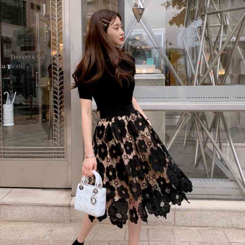 fashion elegant o-neck knitted and lace skirt 2 piece set floral crochet hollow ball gown knee-length skirt sets 3, Gray
fashion elegant o-neck knitted and lace skirt 2 piece set floral crochet hollow ball gown knee-length skirt sets 3, Gray