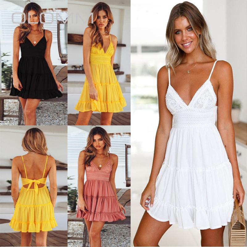 2020 Simple Atmospheric Fashion Lace Straps Sexy Splicing Girl Dress Backless Bowknot Princess Dress For Women, Yellow
2020 Simple Atmospheric Fashion Lace Straps Sexy Splicing Girl Dress Backless Bowknot Princess Dress For Women, Yellow