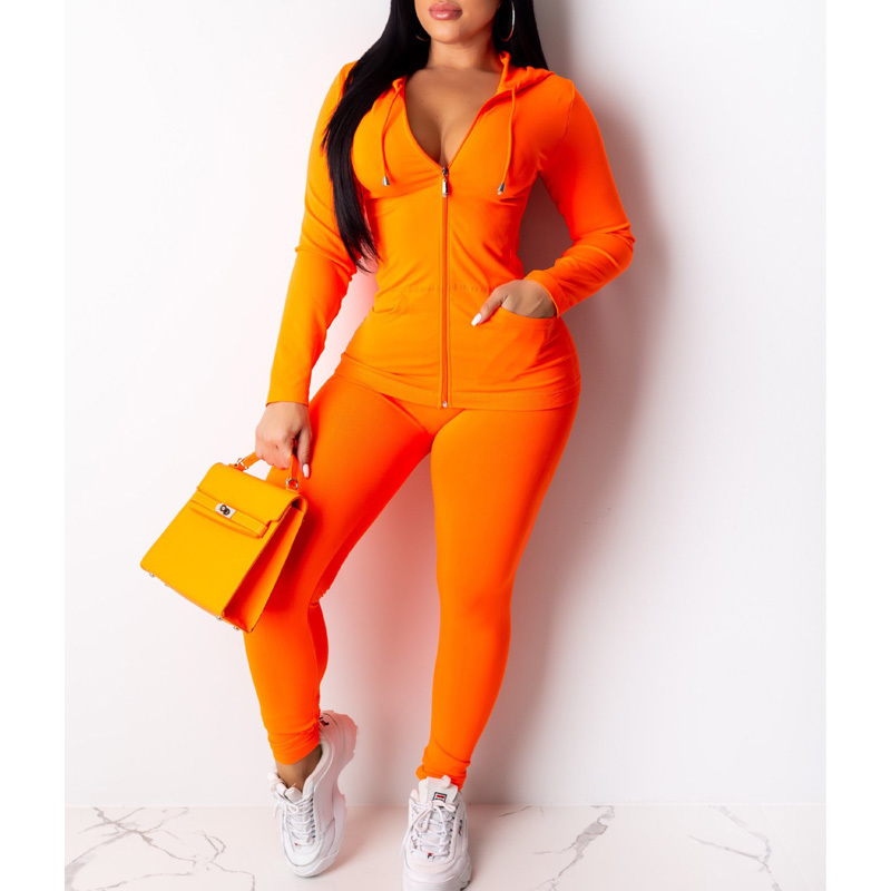7Colors Women 2 Piece Tracksuit Outfits Sexy Hoodie FullZip Sweatshirt Joggers Pants Sweatsuit Set with Pockets T200630