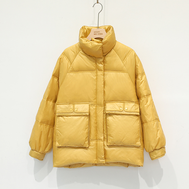 Down Parka Women Thicken Warm Down Jacket Winter Loose Short Stand Collar Female 90% White Duck Down Coat Women's Outerwear 201019