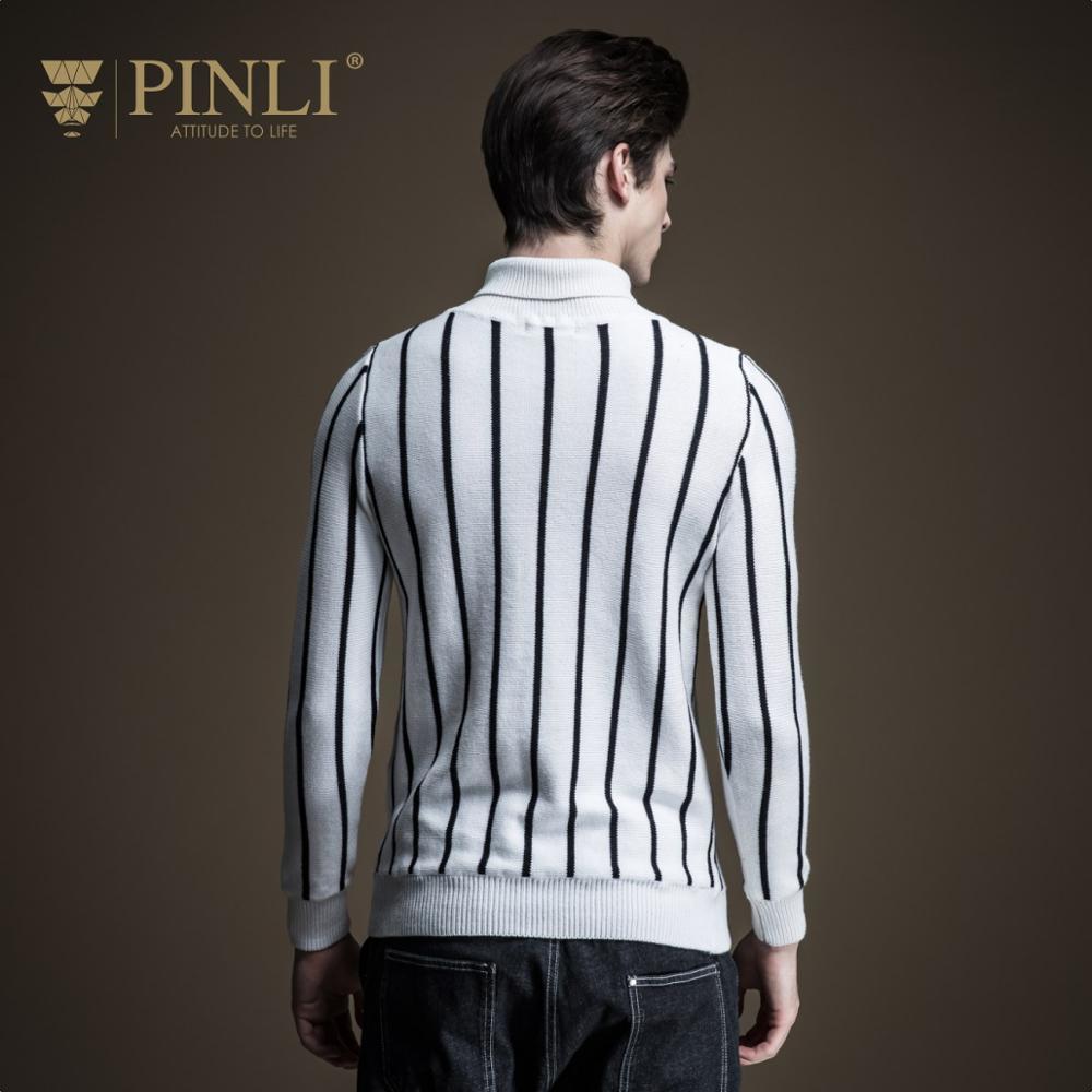 Pinli Winter New Discount Clearance Slim Striped Turtleneck Pullovers Wool Color Block Warm Casual Men Long Sleeve Sweater 201022