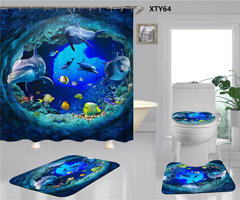 Modern Bath Shower Curtain Set 3D Printed Dolphin Bathroom Curtains Tide Home Hotel Toilet Seat Cover
Modern Bath Shower Curtain Set 3D Printed Dolphin Bathroom Curtains Tide Home Hotel Toilet Seat Cover