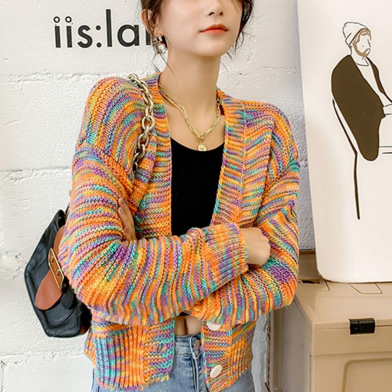 Casual Rainbow Sweet Knitted Cardigan Female High Street French Kawaii Korean Sweater Coat Women 2020 New, Blue
Casual Rainbow Sweet Knitted Cardigan Female High Street French Kawaii Korean Sweater Coat Women 2020 New, Blue