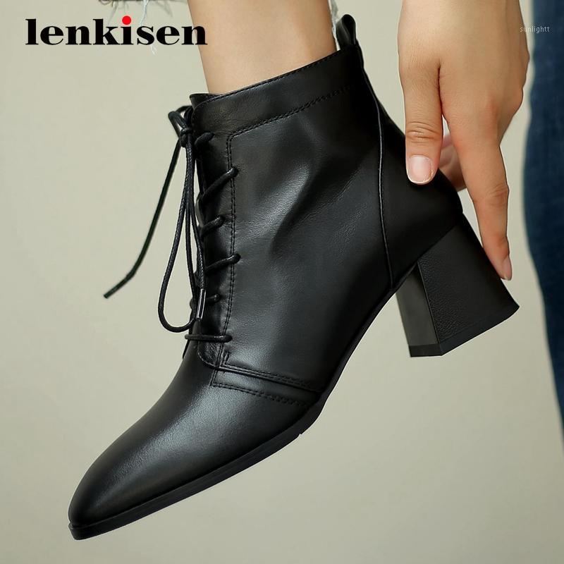 Lenkisen work boots natural leather high quality cross-tied square toe thick high heel zipper office lady mature ankle boots L151, Black
Lenkisen work boots natural leather high quality cross-tied square toe thick high heel zipper office lady mature ankle boots L151, Black