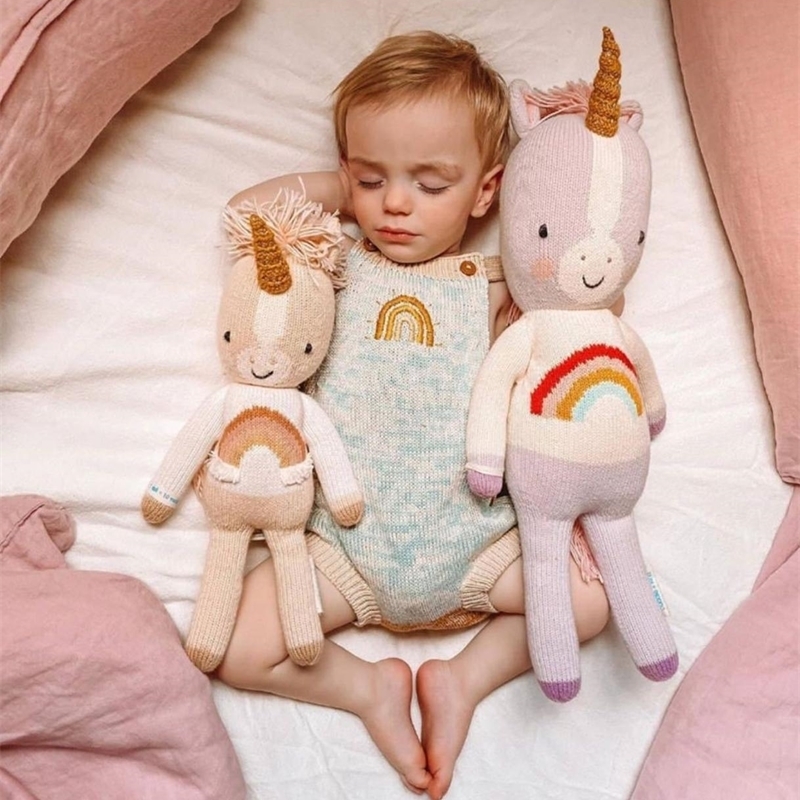 Knitted Baby Clothes Newborn Baby Romper Jumpsuit Boy Rainbow Embroidery Infant Baby Girl Romper Toddler Romper Boy Overalls 201028