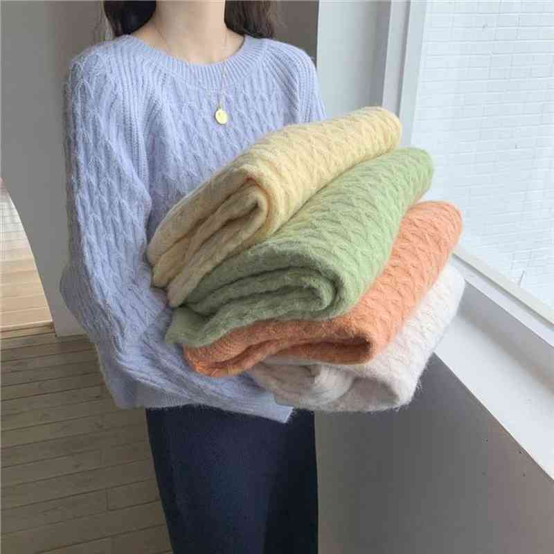 solid simple knitted women sweater pullover long sleeve o-neck casual loose korean lazy sweaters autumn winter, White;black
solid simple knitted women sweater pullover long sleeve o-neck casual loose korean lazy sweaters autumn winter, White;black