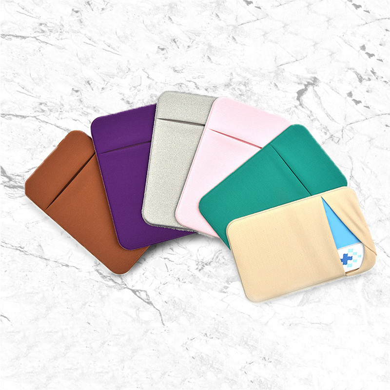 Stick on Wallet Card Holder Self Adhesive Stretchy Cell Phone Sleeve Lid Pouch Phone Pocket for iPhone 12 Samsung S20 Smart Phone