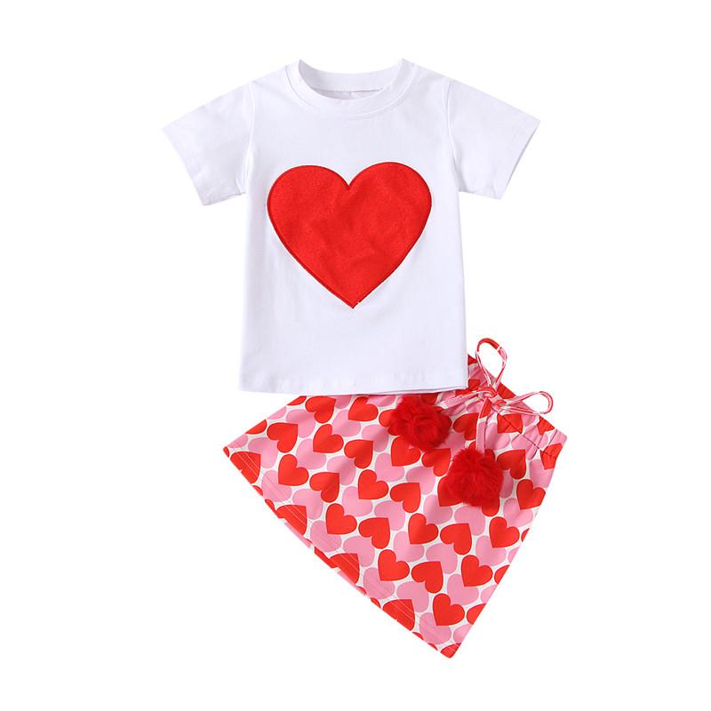 2-7Y Girl's Heart Printed 2Pcs Clothes Sets Short Sleeve Round Neck Summer T-shirt Tops A-line Skirt Kids Valentine's Outfit, As pic
2-7Y Girl's Heart Printed 2Pcs Clothes Sets Short Sleeve Round Neck Summer T-shirt Tops A-line Skirt Kids Valentine's Outfit, As pic