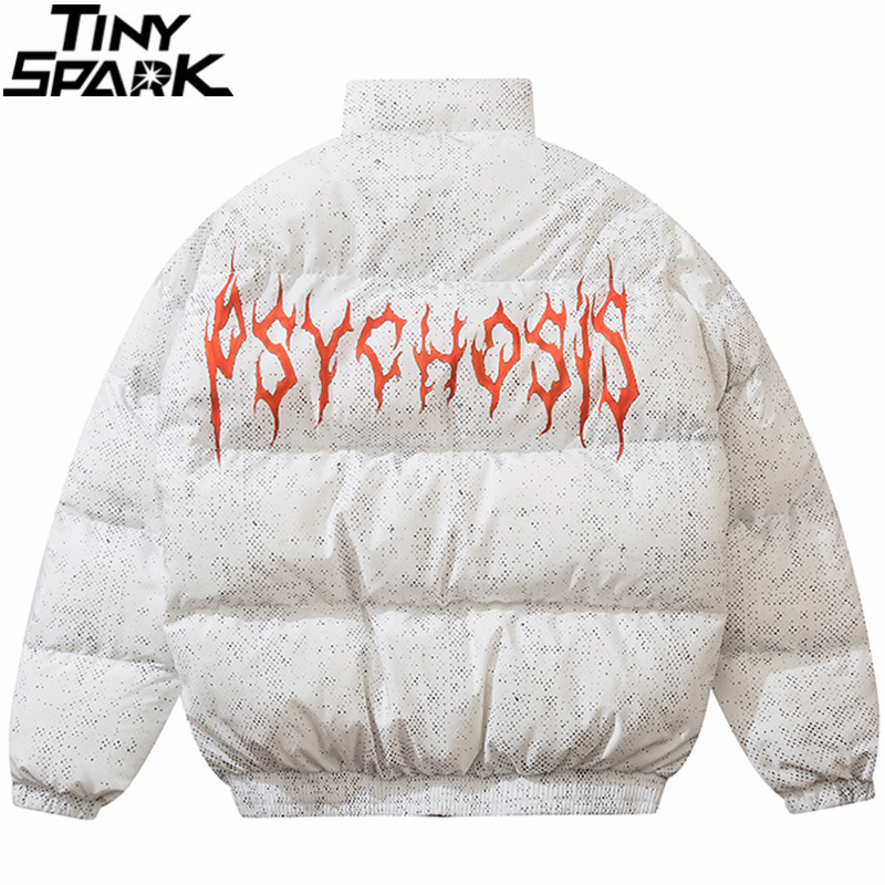 Mens Hip Hop Oversized Parka Jacket Streetwear Illusion Girl Print Jacket Harajuku Cotton Winter Padded Jacket Coat Warm Outwear 201128
