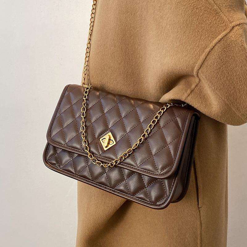 Women Quilted Leather Crossbody Bags Luxury Designer Small Flap Chain Messenger Handbag Female Wild Diamond Lattice Shoulder Bag, Black
Women Quilted Leather Crossbody Bags Luxury Designer Small Flap Chain Messenger Handbag Female Wild Diamond Lattice Shoulder Bag, Black