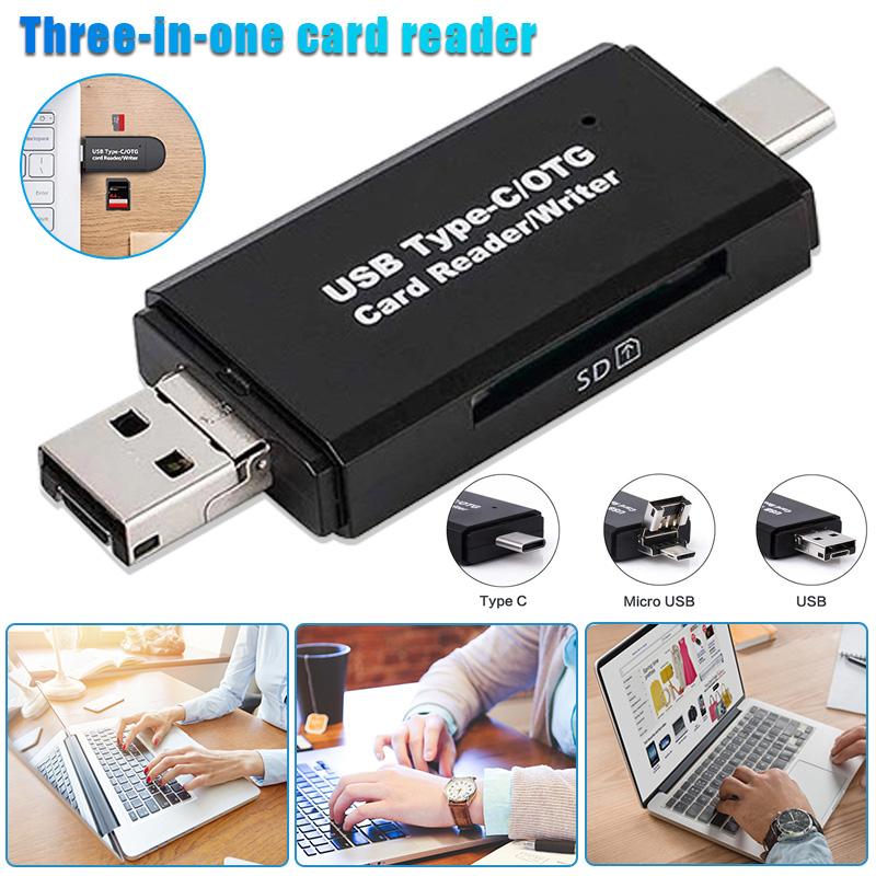 Memory Card Reader with 3 in 1 USB Type C/Micro USB Adapter OTG Function Plug and Play PUO88
Memory Card Reader with 3 in 1 USB Type C/Micro USB Adapter OTG Function Plug and Play PUO88