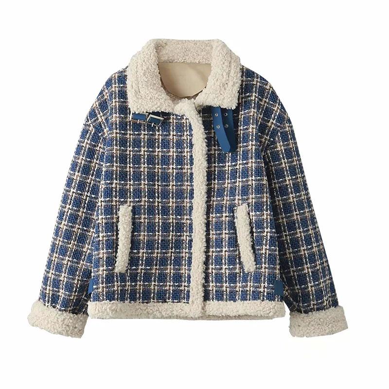 Stylish Chic Texture Plaid Fleece Coat Women Winter Fashion Belts Side Pockets Zipper Jacket Female Warm Thick Outerwear, As pic
Stylish Chic Texture Plaid Fleece Coat Women Winter Fashion Belts Side Pockets Zipper Jacket Female Warm Thick Outerwear, As pic