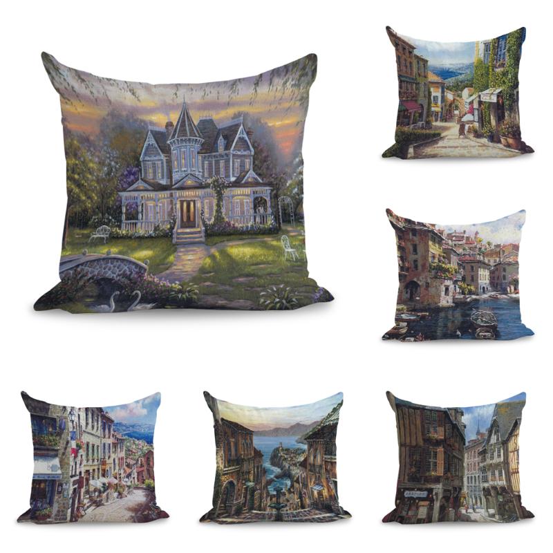 European Catle Street Landscape Painting Pillows Linen Couch Seat Cushion Throw Pillow Home Decor Gift
European Catle Street Landscape Painting Pillows Linen Couch Seat Cushion Throw Pillow Home Decor Gift