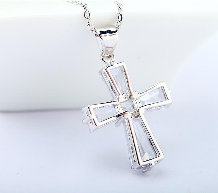 Sterg Cross Necklace: Sier Princess Topaz Jewelry For Women 50bd