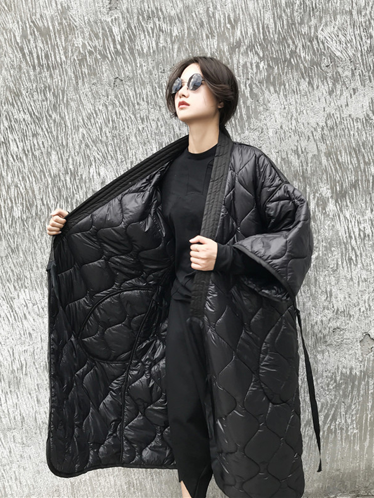LANMREM New autumn And Winter Japan Styles Batwing Sleeves Loose Big Size Cotton-padded Coat Women Windbreaker JD18601 201103