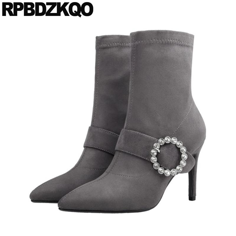 slip on diamond designer shoes women luxury 2020 boots gray ankle sheepskin rhinestone stiletto pointed toe brand high heel, Black
slip on diamond designer shoes women luxury 2020 boots gray ankle sheepskin rhinestone stiletto pointed toe brand high heel, Black