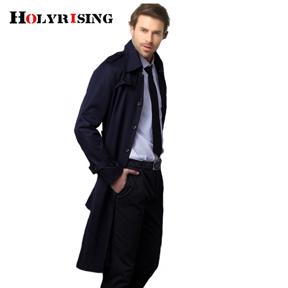 Holyrising Trench Coat Men Casual Masculino Overcoat Slim Long Greatcoat Single Button Windbreak Comfortable Size S9XL 183605 201120
