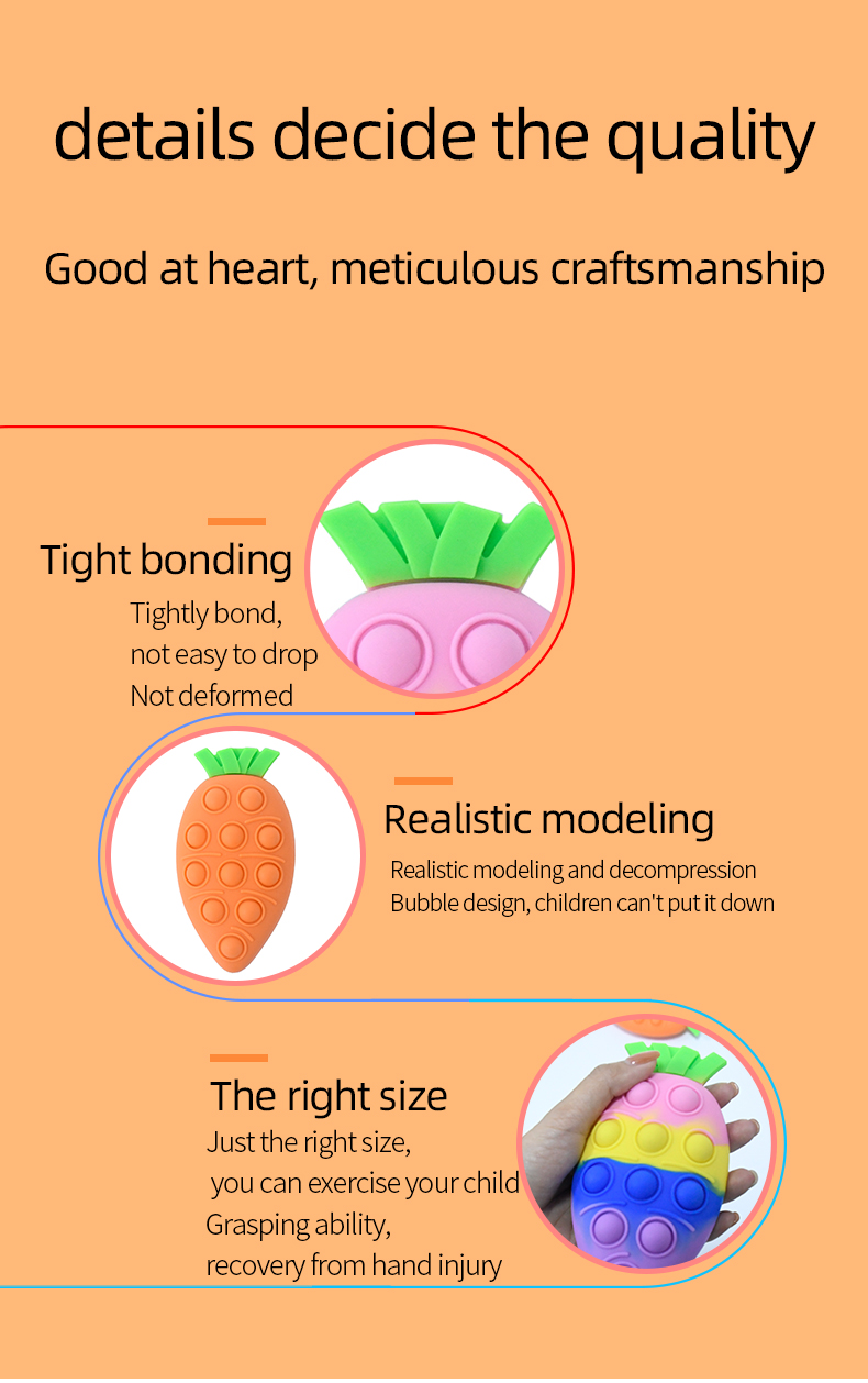 Fidget Toys GADGET TOY Easter radish shape rebound silicone fingertip bubble ball new strange decompression toy