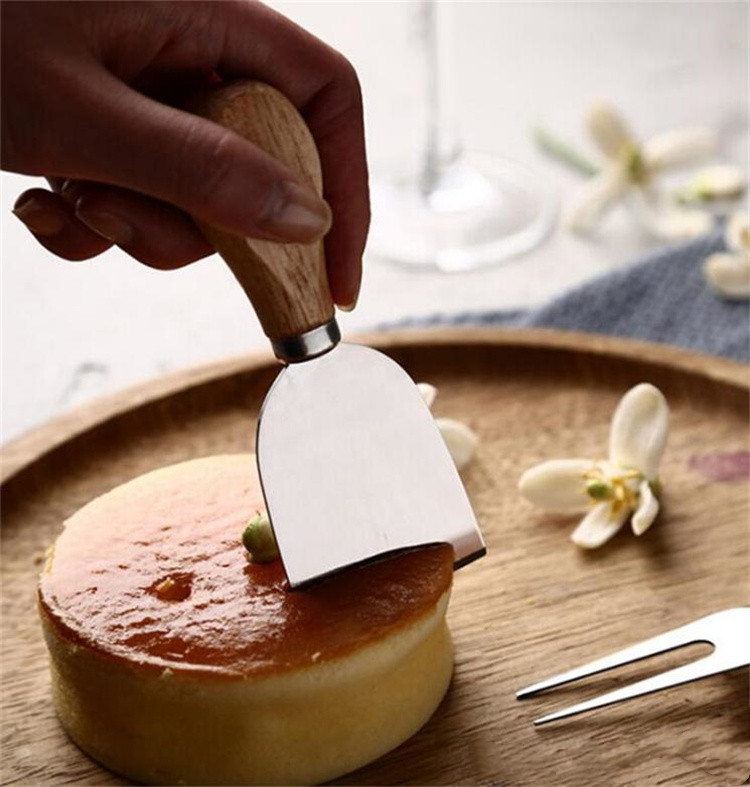 Useful Cheese Tools Set Oak Handle Knife Fork Shovel Kit Graters For Cutting Baking Board Sets Butter Pizza Slicer Cutter WLL763