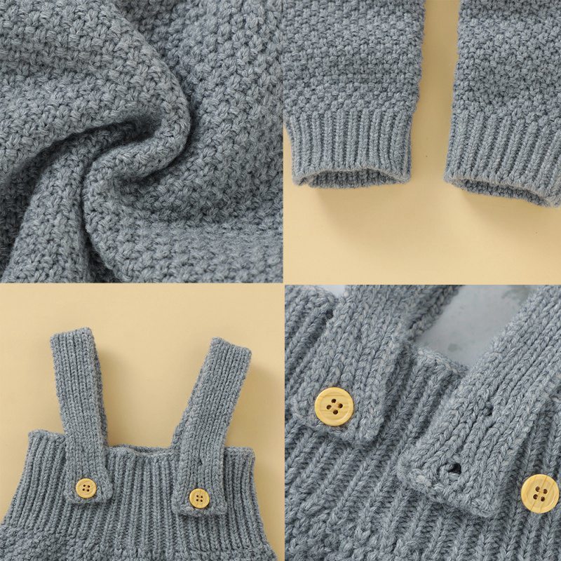Baby Knitting Rompers Autumn Overalls Newborn Sleeveless Solid Jumpsuit Girls Boys Clothes Baby Winter Romper Elastic Suspenders 201028