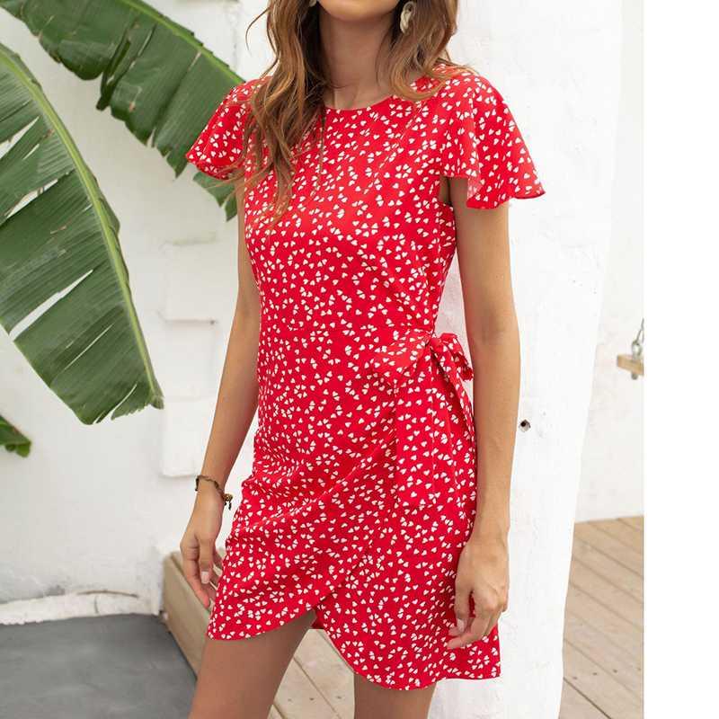 Summer Print Dress Women Red Short Sleeve Casual Dresses Holiday Beach Style Lace Up Dress Female
Summer Print Dress Women Red Short Sleeve Casual Dresses Holiday Beach Style Lace Up Dress Female