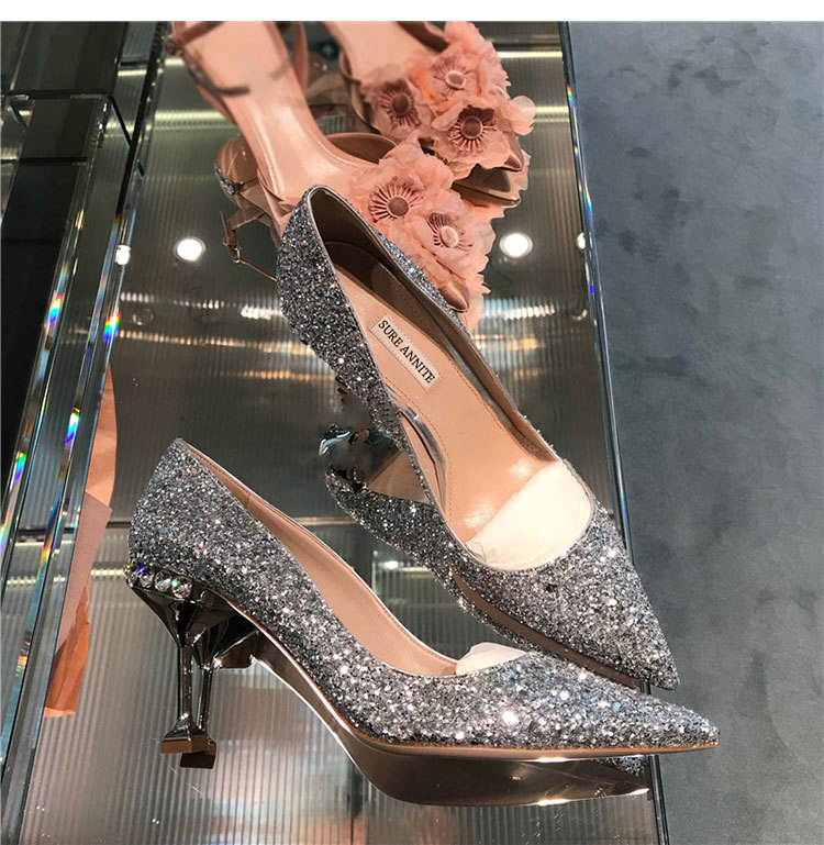 Women's Fashionable Fret Silver Bombs Glitter Point-finger High Heels for Woman Wedding Shoes Nvbq, Red
Women's Fashionable Fret Silver Bombs Glitter Point-finger High Heels for Woman Wedding Shoes Nvbq, Red