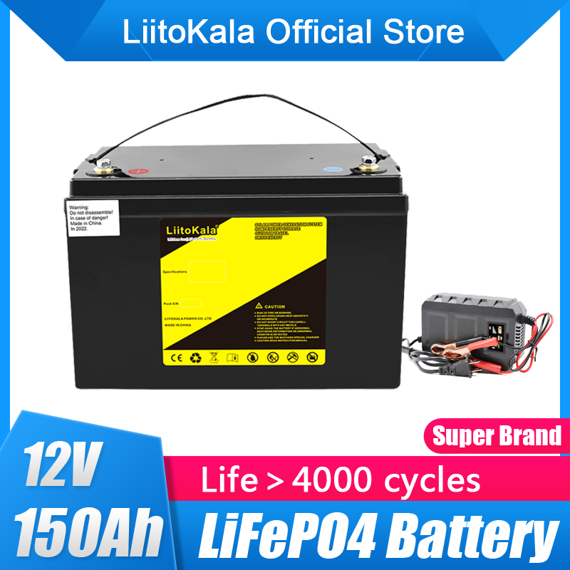 LiitoKala Lifepo4 12.8V 12V 150AH lithium battery pack 100A BMS for 1200W Boats Solar energy storage golf carts RV inverter 14.6V20A charger
LiitoKala Lifepo4 12.8V 12V 150AH lithium battery pack 100A BMS for 1200W Boats Solar energy storage golf carts RV inverter 14.6V20A charger