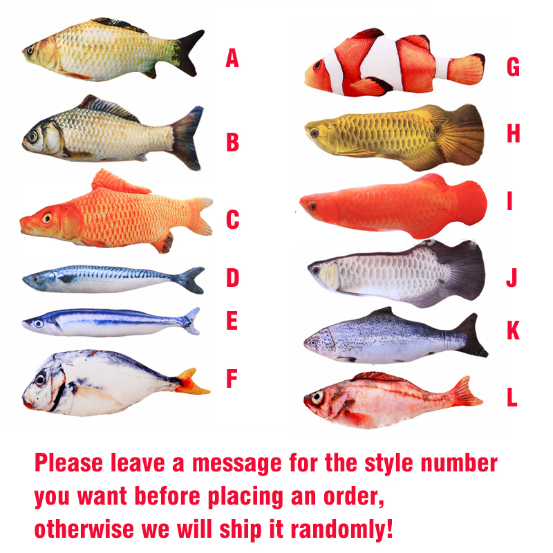 Pet Soft Plush 3D Shape Cat Bite Resistant Interactive Gift Caip Toys Stuffed Pillow Doll Simulation Fish Playing Toy YL0222