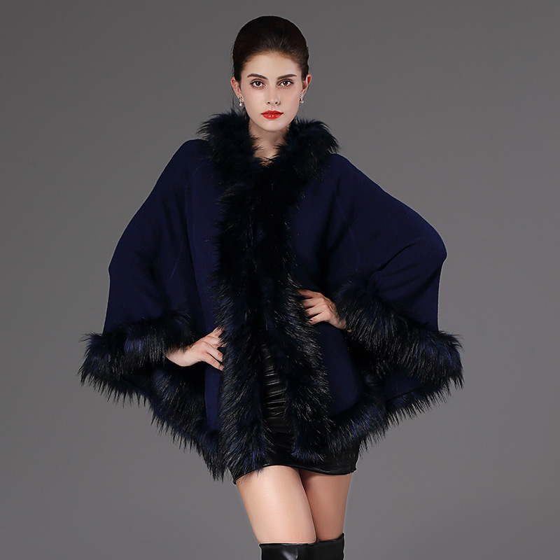 SWONCO ponchos and capes faux fur coat cape women winter cloak for women poncho jacket cape with hooded fur cape poncho 201214