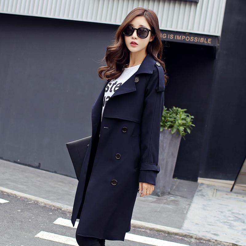 England Style 2020 Spring Autumn Women Trench Coat Casual Turn-down Collar Long Sleeve Double Breasted Windbreaker Coat, Navy
England Style 2020 Spring Autumn Women Trench Coat Casual Turn-down Collar Long Sleeve Double Breasted Windbreaker Coat, Navy