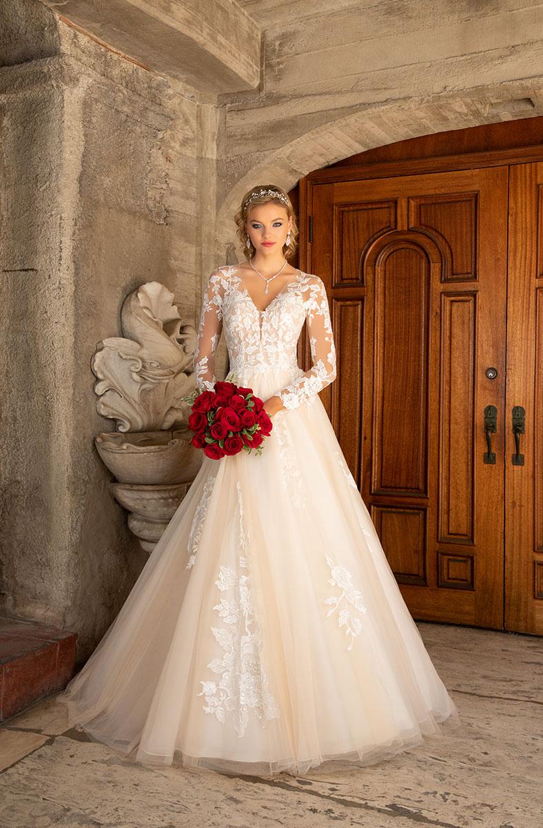 Chen Plus Kitty Size A Line Dresses Lace Appliqued Bridal Gowns V Neck Long Sleeves Backless Wedding Dress Vestidos De Novia ppliqued estidos