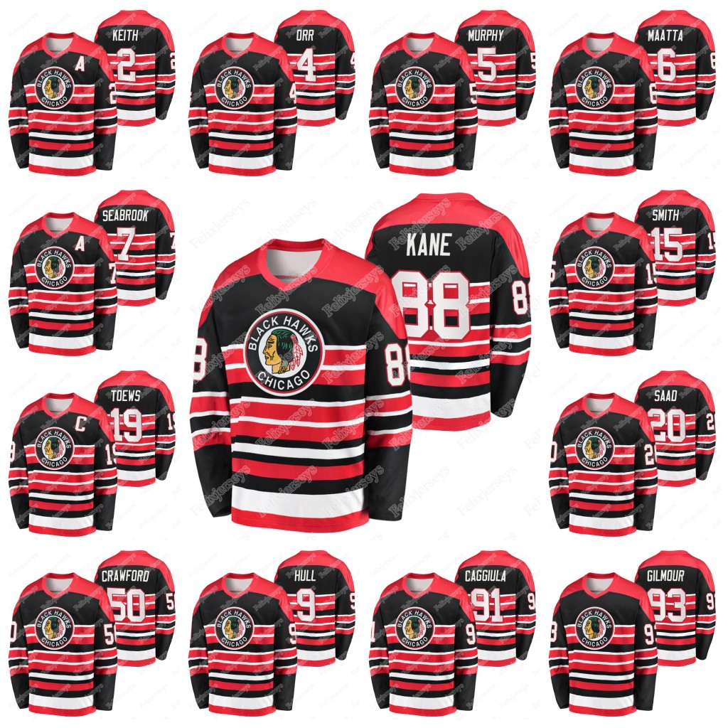 Chicago Blackhawks Heritage Classic Jersey Patrick Kane Jonathan Toews Bobby Orr Duncan Keith Doug Gilmour Bobby Hull Alex DeBrincat, Black;red
Chicago Blackhawks Heritage Classic Jersey Patrick Kane Jonathan Toews Bobby Orr Duncan Keith Doug Gilmour Bobby Hull Alex DeBrincat, Black;red