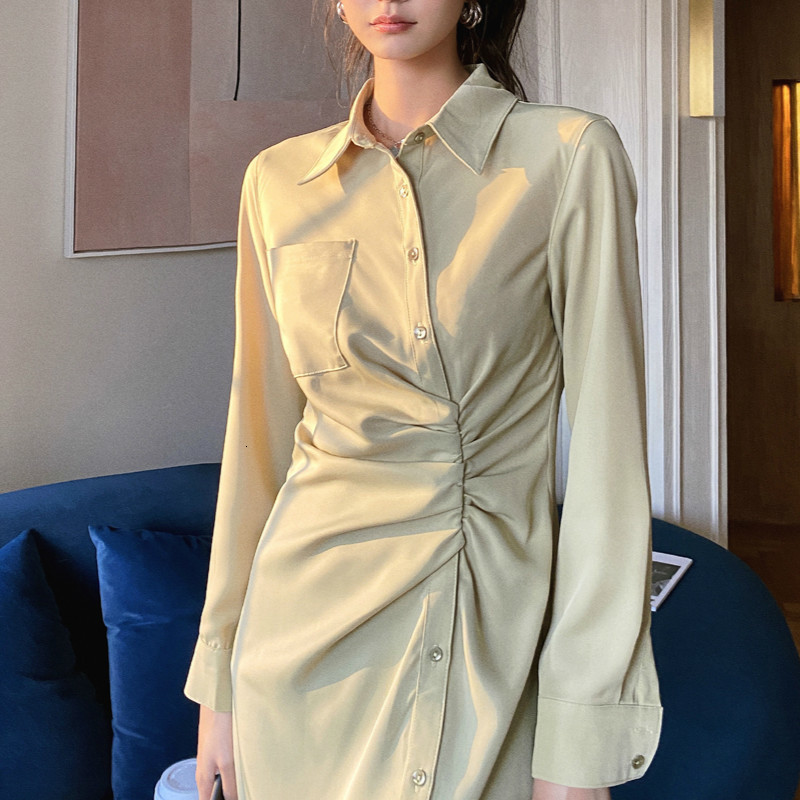 2021 New Dressed in the Elegant Female Solid Shirt Only Breasted Plissado Front Mid-long Dress to Line Dressing Spring Fall UM2T, Green
2021 New Dressed in the Elegant Female Solid Shirt Only Breasted Plissado Front Mid-long Dress to Line Dressing Spring Fall UM2T, Green